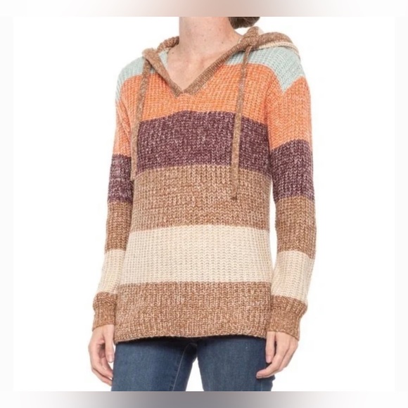 C&C California Striped Hooded Sweater Multicolor Size 1X - Picture 1 of 6